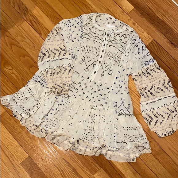 NWT Free People | Shibori flowy tunic Ivory - Picture 6 of 7